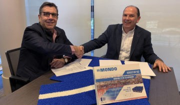 José Luis Serrano, consejero delegado de World Padel Tour, y Santiago Palomera, director general de Mondo Ibérica.