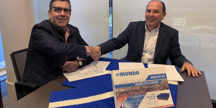 José Luis Serrano, consejero delegado de World Padel Tour, y Santiago Palomera, director general de Mondo Ibérica.