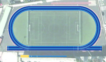 Recreación de la pista de Los Llanos de Aridane con el pavimento Sportflex Super X 720 de Mondo.