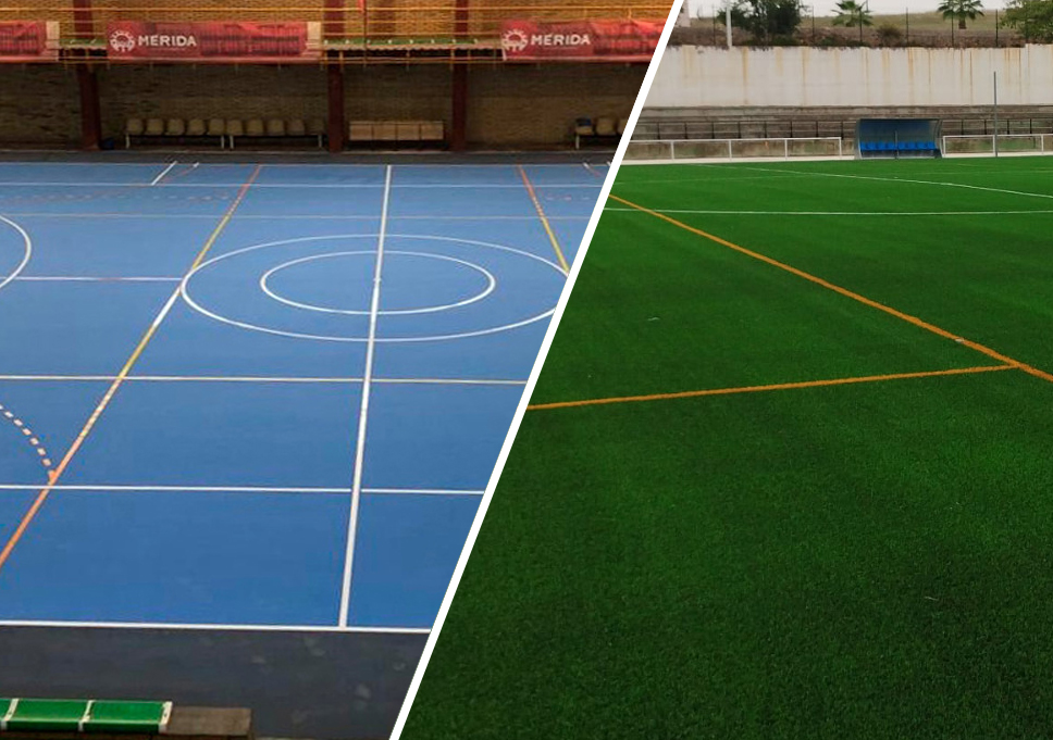 Mérida renueva el pabellón deportivo y el campo de fútbol de ‘La Paz’ con pavimento y césped de Mondo