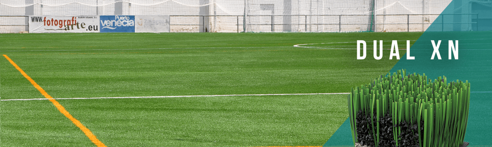 Campo municipal de fútbol José Luis Violeta (Zaragoza), ya equipado con el sistema de césped artificial DUAL XN.